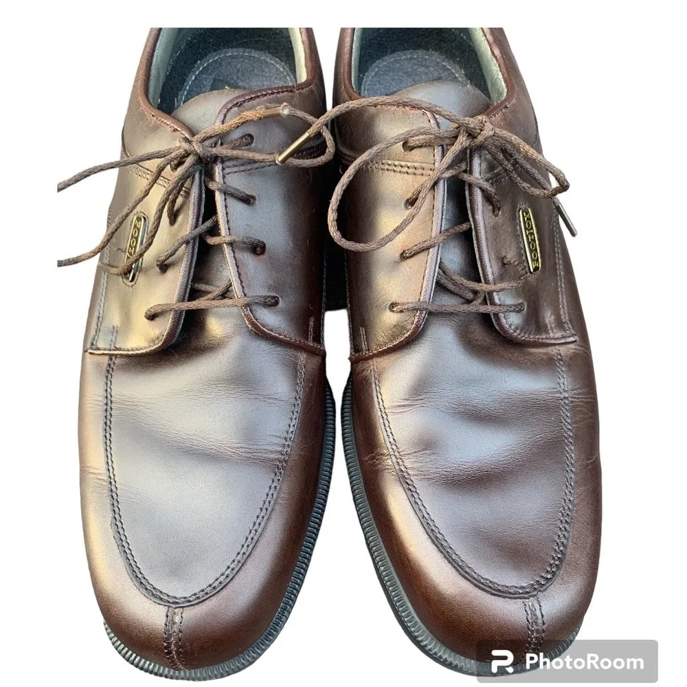 FootJoy DryJoy Tour Golf Shoe Men Brown Leather Waterproof SoftSpike Classic 8.5